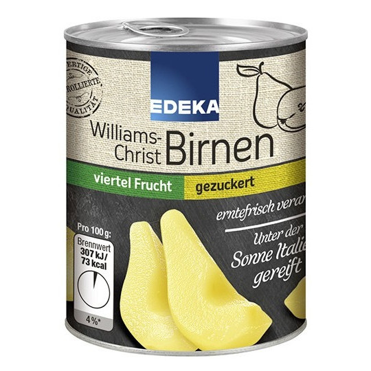 EDEKA24  EDEKA Williams Christ Birnen gezuckert viertel Frucht 225G