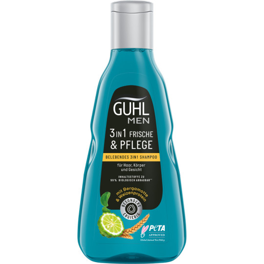 Guhl MEN 3in1 Shampoo Frische & Pflege für Haar, Körper & Gesicht 250ML