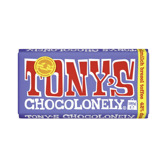 EDEKA24 | Tony's Chocolonely Dunkle Vollmilchschokolade 42% Brezel Toffee  180G