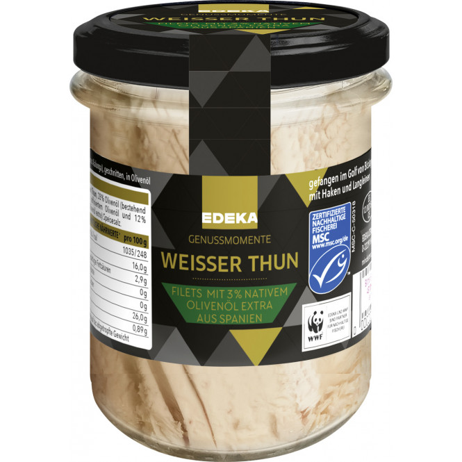 EDEKA24 | EDEKA Genussmomente Weißer Thun Filets in Olivenöl 190G