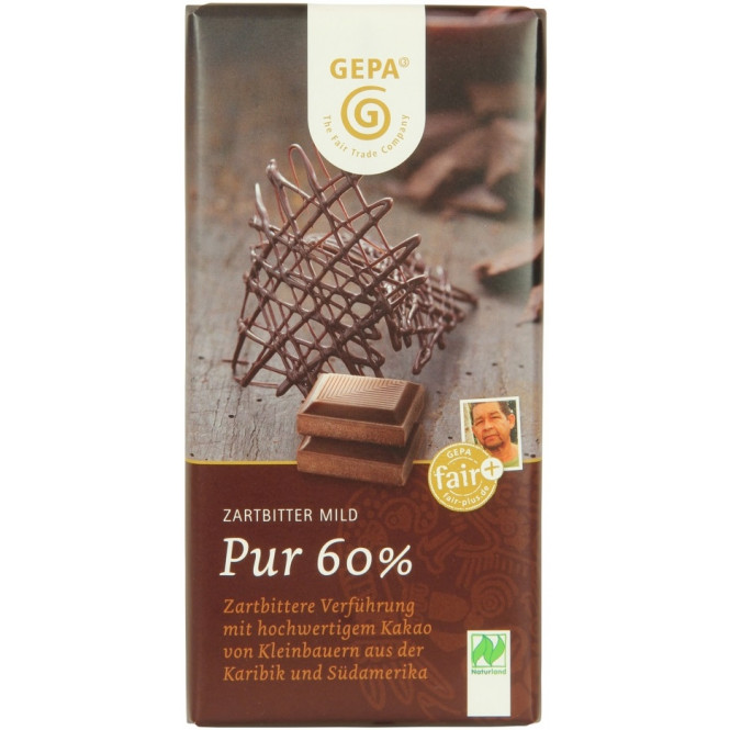EDEKA24 | GEPA Bio Zartbitter Mild pur 60% Kakao 100G